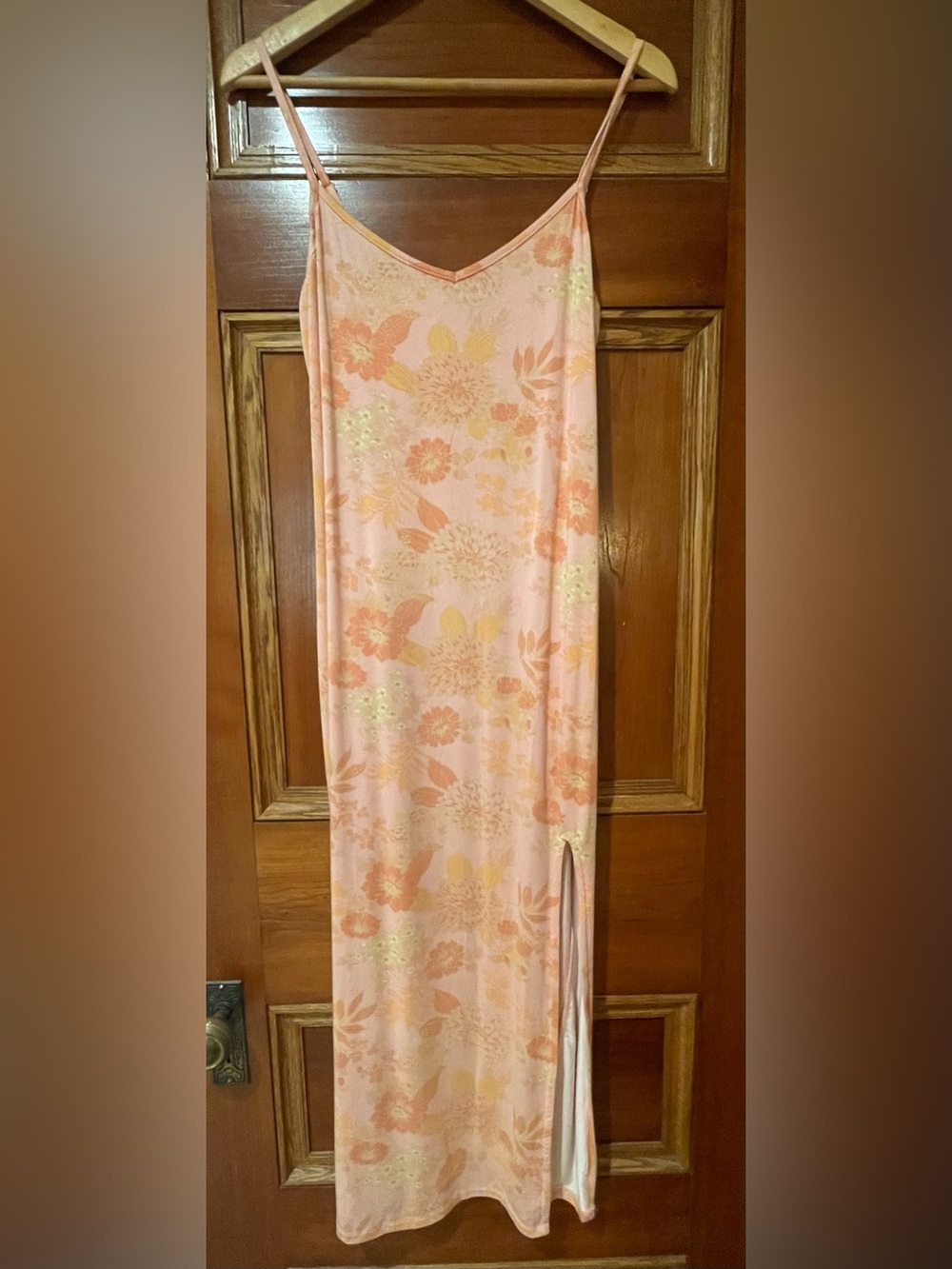 Z Supply Light Pink Orange Floral Slip Maxi Dress NWT M